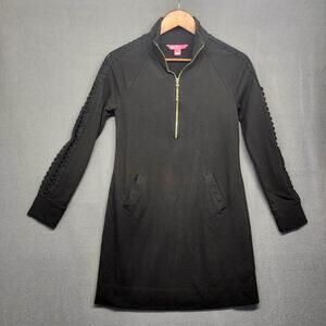 Lilly Pulitzer Black Quarter Zip Athletic Dress Long Sleeve Womens XS